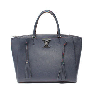 Louis Vuitton Lockmeto Shoulder Bag Grain Calf Leather Navy